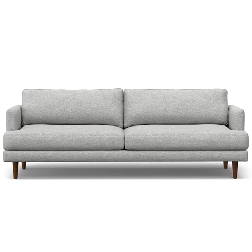 SIMPLIHOME Livingston 90-inch Wide Sofa in Mist Grey Woven-Blend Fabric,