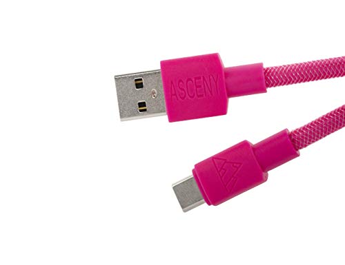 Image of Coiled & Double-Sleeved Mechanical Keyboard Cable, for Type-C Mechanical Keyboards (Pink)