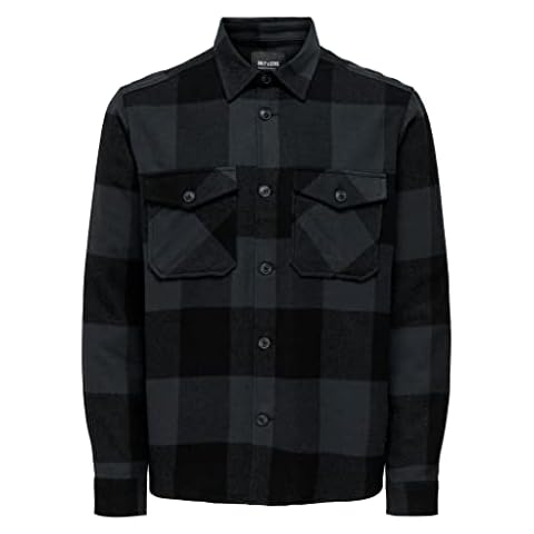ONLY & SONS Dark Navy Check Overshirt Cover