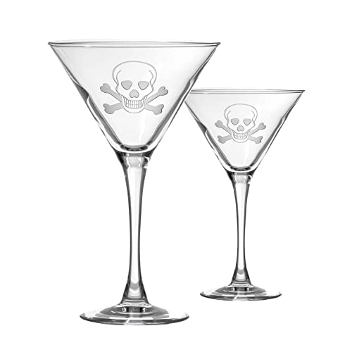 Rolf Glass Skull and Crossbones Martini Glass | Set of 2 | 10oz C...