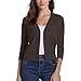 Cardigans Cropped Sweaters for Women Loose Fitted Open Front Jacket Casual Elegant Shrugs Shoulder Sweatershirt (Coffee,XX-Large)