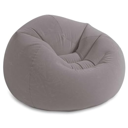 Intex 68579NP Pouf Gonflable Beanless, Gris, 107cm x 104cm x 69cm