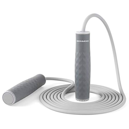 BONMIXC - Cuerda de saltar con peso de 1 libra para mujer, cuerda de saltar de silicona, longitud ajustable, para adultos