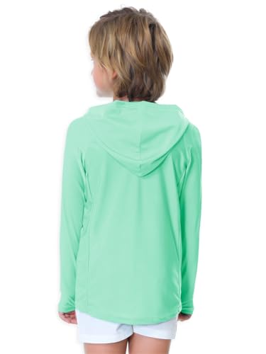 Image of AOBUTE Unisex Kids Long Sleeve Hoodie Rash Guard Boys UPF 50+ Swim Top with Thumb Hole 3-12 Years