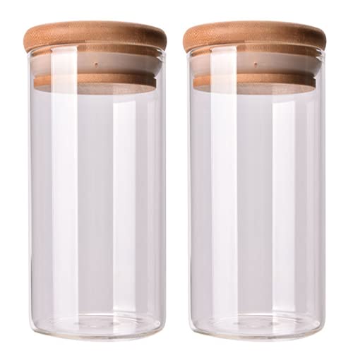 Tarro de Vidrio de Almacenamiento 2Pcs, Tarros de Cristal para Conservas Envases Cristal Alimentos, Tarro de Granos de Café Recipiente Hermetico Tarros de Cristal con Tapa, 350ML