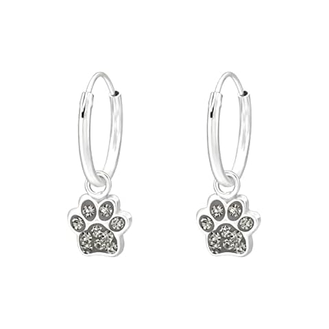 Laimons Pendientes de aro para niñas con diseño de huellas de perro Cover