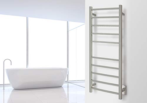Warmlyyours Warmly Yours Sydney 10-Bar Electric Heated Bath Towel Warmer Rack, Brushed, Wall Mountable, Hardwired, Grey #TOP1