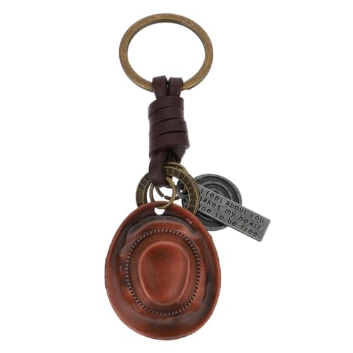 VALICLUD Junge Hut Schlüsselring Leder Keychain Handmade Schlüssel Halter Heavy Duty Schlüssel Kette Auto Schlüssel Zubehör für Geschenke Souvenirs