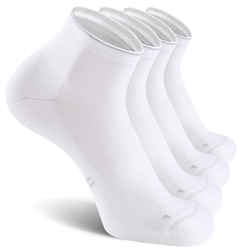 CS CELERSPORT 2 Pairs Ankle Compression Socks for Men and Women Running Athletic Socks, White (2 Pairs), Large/X-Large