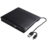 Kryolithm Lettore CD/DVD esterno USB 3.0 e Type-C, unità floppy disk esterna per PC portatile, lettore DVD per Windows 98/11/10/8/7/XP/Vista, Mac OS 8.6, nero