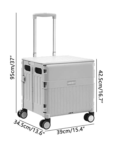 QUANLI Faltbarer Einkaufstrolley, 45 l, großes Fassungsvermögen, zusammenklappbarer Einkaufswagen mit Teleskopgriff und… – Bild 8