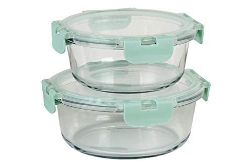 Set 2 Recipiente Borosilicato Modagatha 620Ml-950Ml En Oferta Cofan Set De 2 Fiambreras Redondas De Borosilicato | Modelo Aghata | Capacidad 620-950 Ml