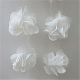 5 Yard 3D Chiffon Flower Cluster Lace Edge Trim Ribbon 2' Width Vintage Style Edging 15 Colors Trimming Fabric Embroidered Applique Sewing Craft Wedding Bridal Dress Decoration DIY(White)