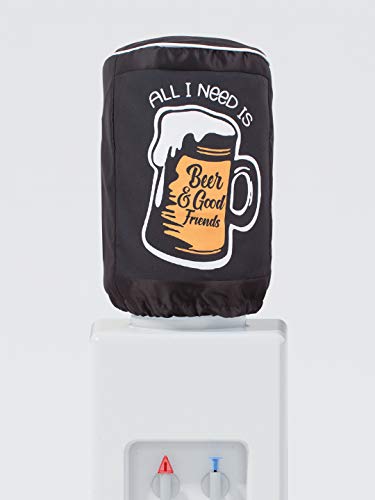 Image of Swayam 20 Litre Bottle Cover for Home & Office | Bottle Protector | Lace Closure at Bottom | Machine Washable | Environment Friendly | Digitally Printed | 44cm x 42cm x 32cm - Black