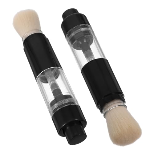 DECORNIJIA 2 piezas Brocha de Polvo Recargable Cepillo Portátil para Polvo Suelto y Colorete Aplicador Multifuncional de Maquillaje para Viaje con Diseño Presionable para Mujeres y