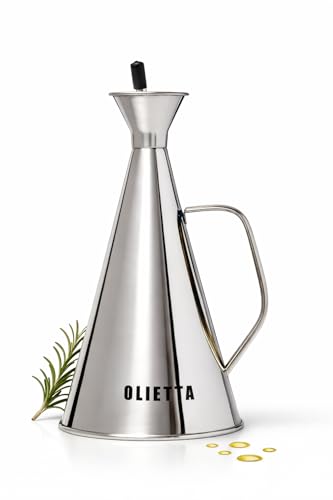 Olietta Olive Oil Dispenser Bottle Stainless Steel Non Drip Leak Proof No Mess Vinegar Pourer &...