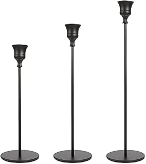DriSubt 3Pcs Candlestick Holders Vintage Candelabra Candle Stick Holder Candle Holders for Table Home Decoration Valentine Wedding Black
