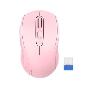 TECKNET Mouse inalámbrico para computadora portátil, mouse inalámbrico de 2.4G, 5 niveles ajustables 4800 DPI, con receptor y 6 botones, batería de 18 meses, para PC, Mac, Chromebook – rosa