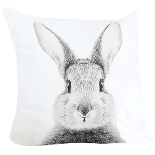 KAMACA Kissen SÜSSER HASE Flauschig gefülltes Kissen mit Reißverschluss 40x40 cm mit Füllung Osterhase Hasen Motiv für Hasenliebhaber Ostern (HASE 40x40 cm)