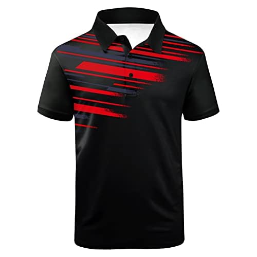 V VALANCH Mens Polo Shirts Short Sleeve Moisture Wicking Golf Tennis Polo Casual Shirts Medium Black Red