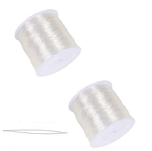 1000m Clear Nylon Thread for Hanging Ornaments and Sew Hobby, 0.2, 0.3mm Nylon Beading Thread Strong Clear Nylon Invisible Wire/Line with Bead Needle