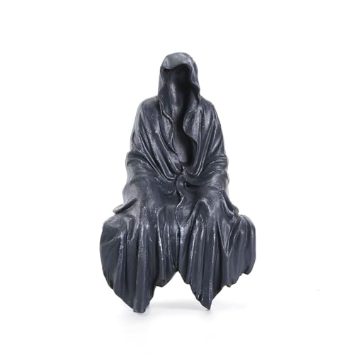 Tabletop Gothic Figurine Grim Reaper Statue - Gothic Spooky Sculpture for Garden or Bookshelf - 5.9 inch Mysterious Resin Dedor - Bookshelf Decor Fantasy.