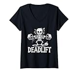 Photo Gallery donna deadlift scheletro sollevamento pesi divertente palestra halloween uomini ragazzi maglietta con collo a v Photo Gallery donna deadlift scheletro sollevamento pesi divertente palestra halloween uomini ragazzi maglietta con collo a v