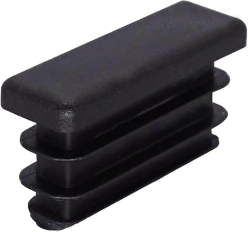 Image of (Pack of 40) Rectangular Plastic Plugs 25 /64 inch x 1-3 /16 inch (10 x 30 mm), Matt Tube Inserts, Fence Post Caps, Jet Black RAL 9005