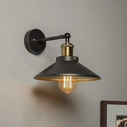 Image of Homesake Edison Cone Shade Wall Lamp, Antique Gold Vintage Industrial Loft, E27 Holder, Decorative, Swing Wall Light