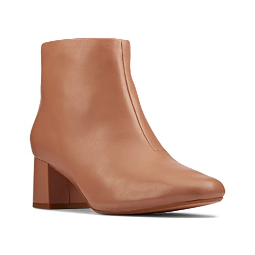 Image of Clarks Women's Sheer55 Zip Praline Leather Ankle Boots-3 UK (26161701