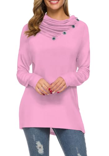 Image of WEACZZY Women's Long Sleeve Shirts Button Cowl Neck Casual Loose Tunic Tops Blouse Dressy Fashion 2026