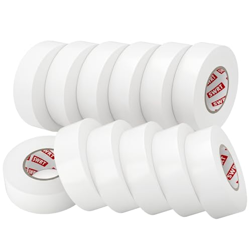 Image of SWRT 12 Pack White Electrical Tape, 0.7 in x 66 FT Waterproof High Temp Electric Tape Under 600V for All Weather, UV Protection, Flame Retardant, Electric Super Vinyl