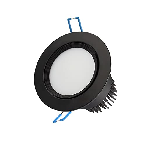 DLHH Foco LED Empotrado para Techo, lámpara de Pared con Panel Redondo Negro, Resistente al Agua IP 65 para baño, Dormitorio, Cocina, lámpara de Pared (AC110-240V)