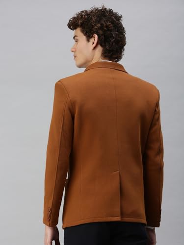 Image of SHOWOFFFF Men Solid Single Breasted Casual Blazer | Notched Lapel Full Sleeves Cotton Blazer for Mens | Slim Fit Regular Length Blazer for Men's
