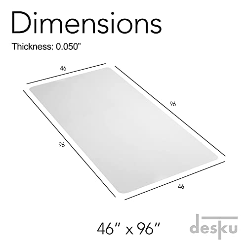 Desku Workstation Desk Chair Mats For Hard Floors, Home & Office Floor Protector, Easy To Clean, Stain-Resistant Vinyl Clear, 46 Inches X 96 Inches, Made In The Usa #TOP2