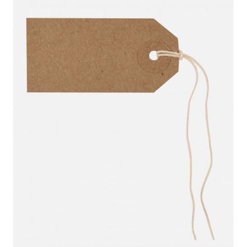 Image of Strung Paper Tags Box of 1000 – Durable Pre-Strung Label Tags with String for Retail Pricing, Stock Control and stotage (70 x 35mm)