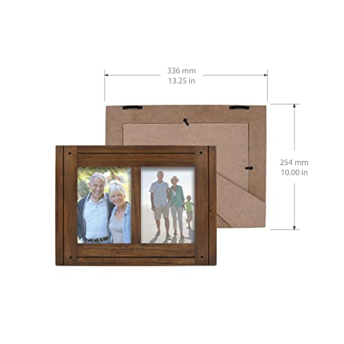 Prinz Homestead Double 5X7 Picture Frame In Dark Walnut - Distressed Rustic Decor Wood Photo Frame, Two-Way Easel, Wall Or Tabletop Display #TOP3