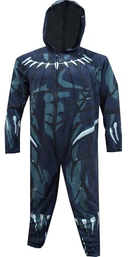 Marvel Black Panther Mens Hooded Onesie Costume Union Suit With Leg Hem-XL