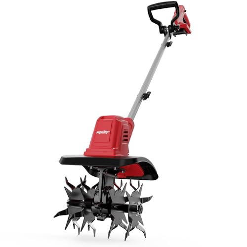 Brushless Cordless Tiller Cultivator Compatible with Milwaukee 18V Battery (Tool Only) Electric Rototiller with 48 Steel Tines 280RPM 10 Width 7 Depth Garden Tiller for Gardening/Soil Turning