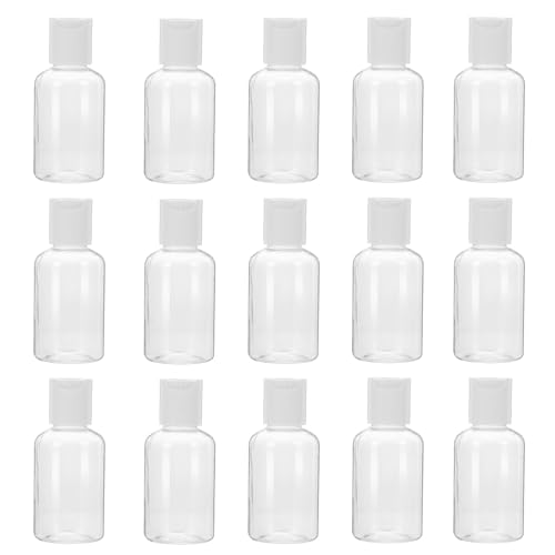 Mobestech Botellas Rellenables de Viaje 50 Ml 15 Piezas Botellas para Loción y Champú Plástico Portátil para Cosméticos Envases Compactos para Gel Facial y Protector Color Aleatorio