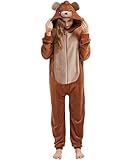Adult Unisex Onesie Pajamas Animal One Piece Costume Halloween Cosplay Sleepwear (US, Alpha, X-Large, Regular, Regular, Brown Bear)