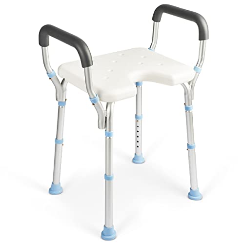 OasisSpace Adjustable Shower Chair with Removable Arms 300lbs, Heavy Duty Shower Bench Cutout Seat with Free Assist Grab Bar, Medical Tool Free Bathtub Stool for Handicap, Disabled, Seniors & Elderly OasisSpace Adjustable Shower Chair with Removable Arms 300lbs, Heavy Duty Shower Bench Cutout Seat with Free Assist Grab Bar, Medical Tool Free Bathtub Stool for Handicap, Disabled, Seniors & Elderly