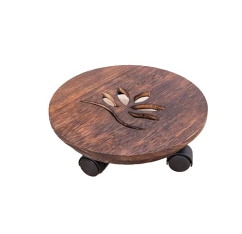 Chariot à plantes en bois avec roues pivotantes, support mobile pour pot de fleurs pour intérieur et extérieur, chariot de 26 cm, support de plantes polyvalent