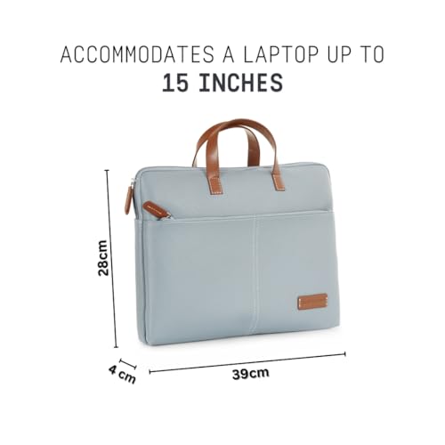 Image of Giordano Unisex 15 Inch Laptop Sleeve PU Bag for Professionals | Premium Leatherette | Water-Resistant & Padded Slim-Fit with Trolley Strap for Men & Women