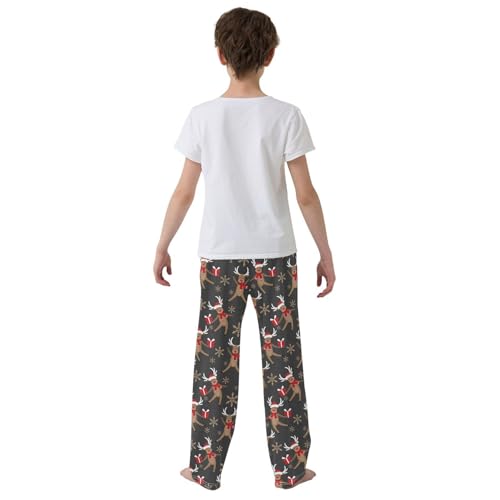 ZZXXB Reindeer Gifts Boys Long Pants Soft Trousers Elastic Waist Kids Lounge Bottoms with Pockets S-XL3