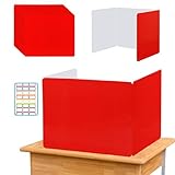 EARTHSON 24 Pcs Privacy Folders for Students, Privacy Dividers for Classroom, Study Carrel Desks Privacy Boards, Cardboard Privacy Shields Folder for School Teachers Home, Red
