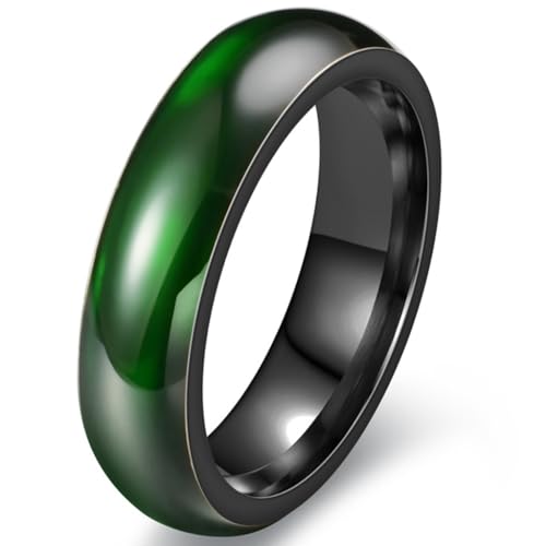 6mm Stainless Steel Green Acrylic Resin Imitation Jade Wedding Band Ring