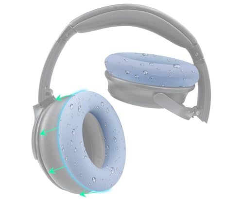 Image of SOULWIT Silicone Ear Pads Cover Protector for Bose QuietComfort QC15 QC25 QC2 QC35 QC45 /Ae2 Ae2i Ae2w /SoundTrue & SoundLink AE Headphones Cushions, Sweatproof, Easily Washable - Moonstone Blue