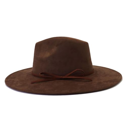 Image of Fedora Hats for Women Man with Big Wide Brim Classic Suede Panama Hat Western Outdoor hat