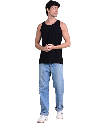 Image of Sleeveless Tank Top for Men | Plain Ring Spun Super Combed Bio-Washed Cotton